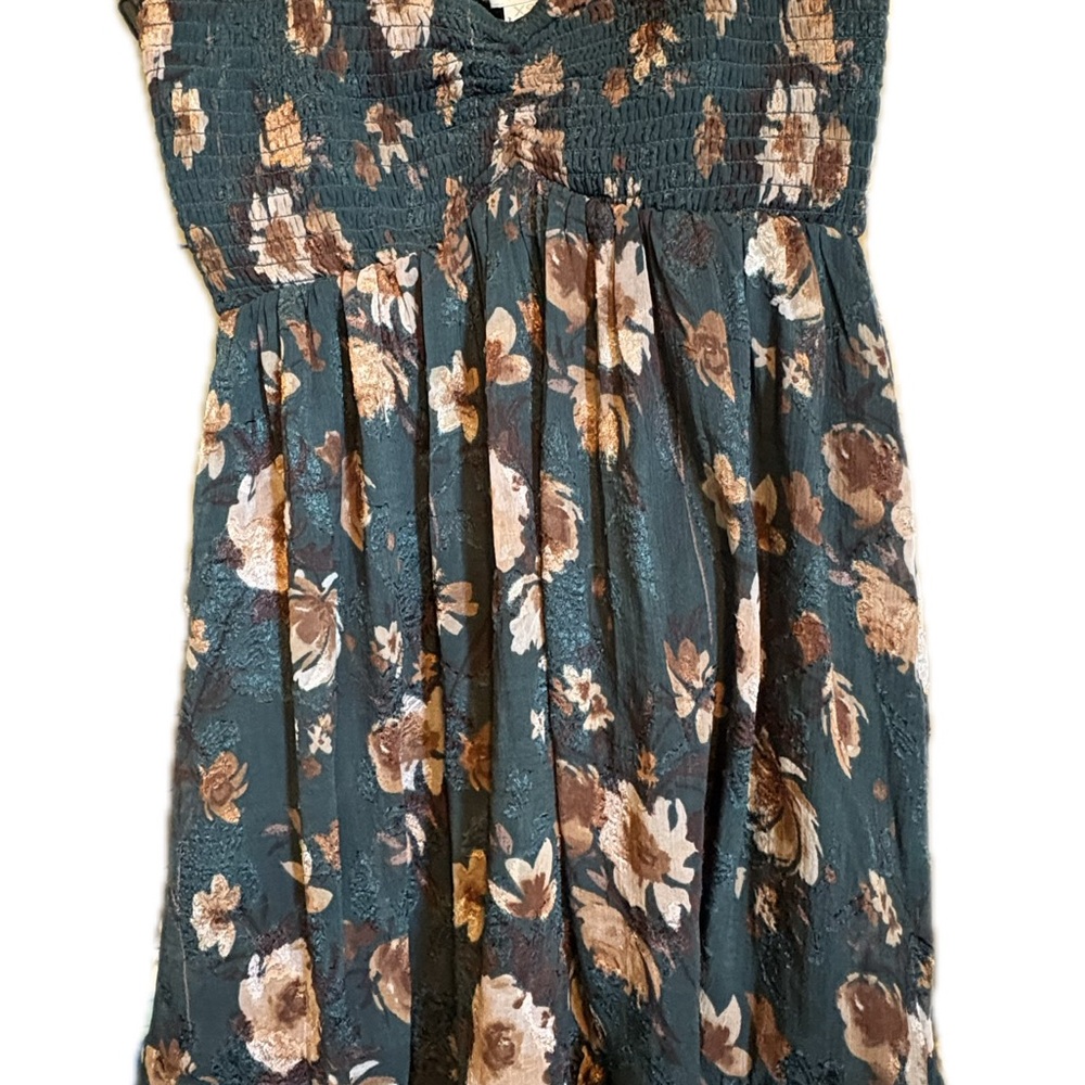 Floral Mini Dress in Green and Brown